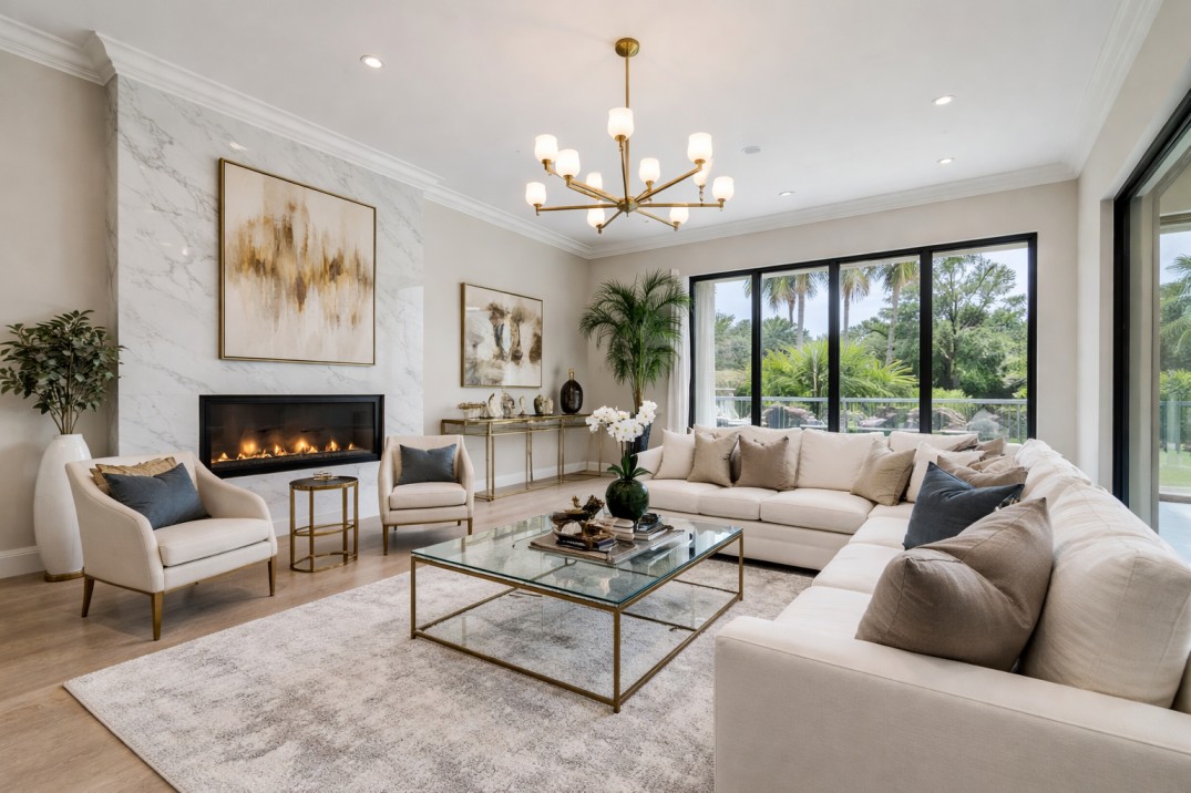 Staged luxury home interior designed to attract buyers in Merced.